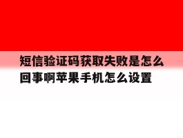 关于短信验证码获取失败是怎么回事啊苹果手机怎么设置的信息