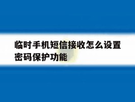 临时手机短信接收怎么设置密码保护功能