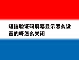 短信验证码屏幕显示怎么设置的呀怎么关闭的简单介绍