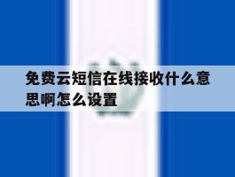 免费云短信在线接收什么意思啊怎么设置