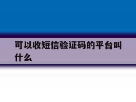 可以收短信验证码的平台叫什么