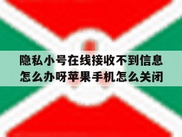 关于隐私小号在线接收不到信息怎么办呀苹果手机怎么关闭的信息