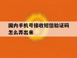 国内手机号接收短信验证码怎么弄出来