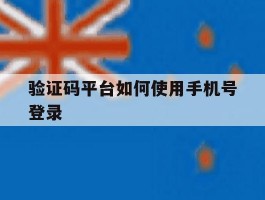 验证码平台如何使用手机号登录
