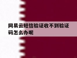 网易云短信验证收不到验证码怎么办呢