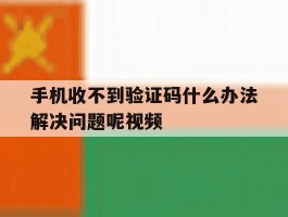 手机收不到验证码什么办法解决问题呢视频
