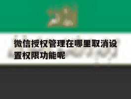 微信授权管理在哪里取消设置权限功能呢