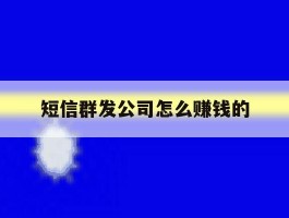 短信群发公司怎么赚钱的