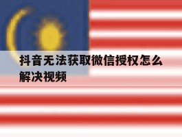 抖音无法获取微信授权怎么解决视频
