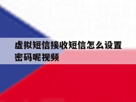 虚拟短信接收短信怎么设置密码呢视频