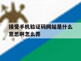 接受手机验证码网站是什么意思啊怎么弄
