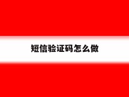 短信验证码怎么做