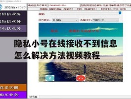 包含隐私小号在线接收不到信息怎么解决方法视频教程的词条