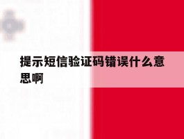 提示短信验证码错误什么意思啊