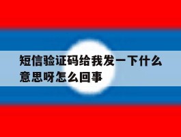 短信验证码给我发一下什么意思呀怎么回事
