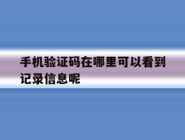 手机验证码在哪里可以看到记录信息呢