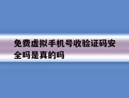 免费虚拟手机号收验证码安全吗是真的吗