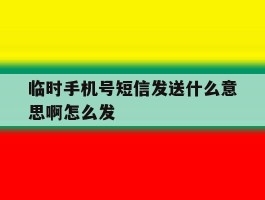 临时手机号短信发送什么意思啊怎么发