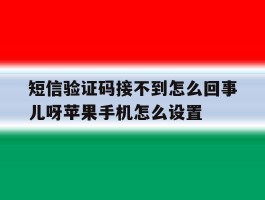 关于短信验证码接不到怎么回事儿呀苹果手机怎么设置的信息