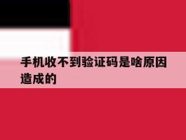 手机收不到验证码是啥原因造成的