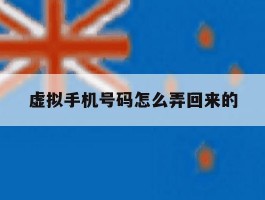虚拟手机号码怎么弄回来的