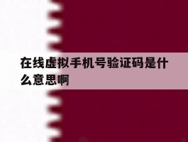 在线虚拟手机号验证码是什么意思啊