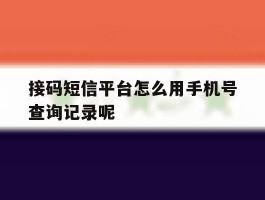 接码短信平台怎么用手机号查询记录呢的简单介绍