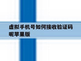 虚拟手机号如何接收验证码呢苹果版