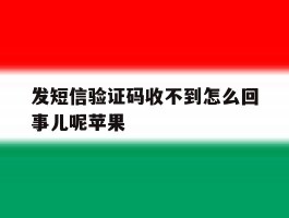 发短信验证码收不到怎么回事儿呢苹果