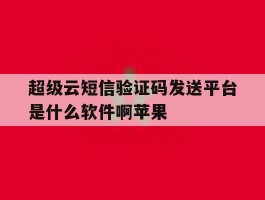 超级云短信验证码发送平台是什么软件啊苹果