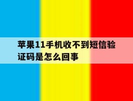 苹果11手机收不到短信验证码是怎么回事