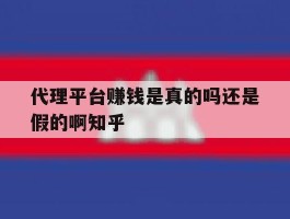 包含代理平台赚钱是真的吗还是假的啊知乎的词条