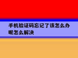 手机验证码忘记了该怎么办呢怎么解决的简单介绍
