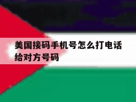 美国接码手机号怎么打电话给对方号码