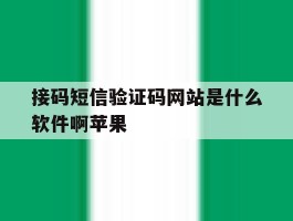 接码短信验证码网站是什么软件啊苹果
