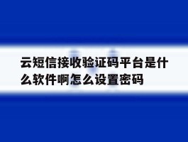 云短信接收验证码平台是什么软件啊怎么设置密码的简单介绍
