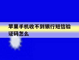 苹果手机收不到银行短信验证码怎么