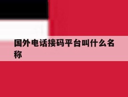 国外电话接码平台叫什么名称