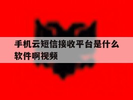 手机云短信接收平台是什么软件啊视频