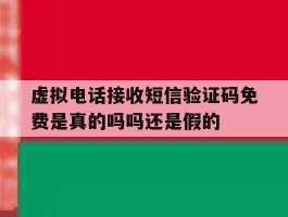 关于虚拟电话接收短信验证码免费是真的吗吗还是假的的信息