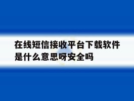 在线短信接收平台下载软件是什么意思呀安全吗
