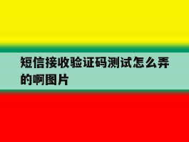 短信接收验证码测试怎么弄的啊图片