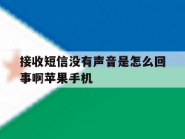 接收短信没有声音是怎么回事啊苹果手机