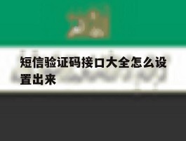 短信验证码接口大全怎么设置出来