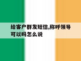 关于给客户群发短信,称呼领导可以吗怎么说的信息