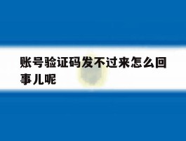 账号验证码发不过来怎么回事儿呢