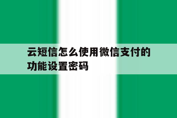云短信怎么使用微信支付的功能设置密码 云短信怎么使用微信支付的功能设置密码