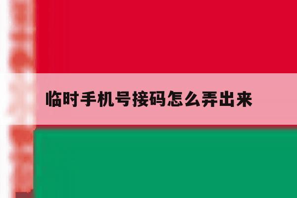 临时手机号接码怎么弄出来 临时手机号接码怎么弄出来