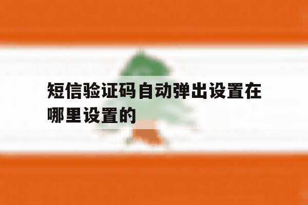 短信验证码自动弹出设置在哪里设置的 短信验证码自动弹出设置在哪里设置的