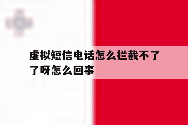 虚拟短信电话怎么拦截不了了呀怎么回事 虚拟短信电话怎么拦截不了了呀怎么回事